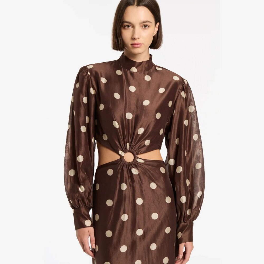 SIR. The Label Vivi Long Sleeve Cut Out Maxi Dress | Size AU 3